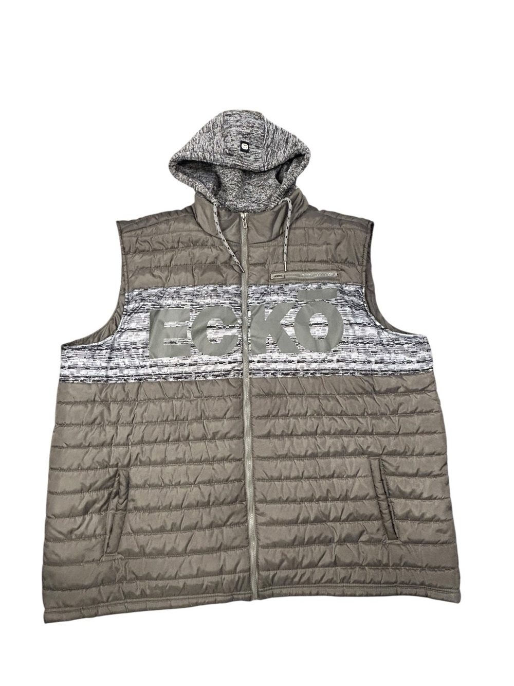 Ecko Unlimited Vest Quilted Hooded Men’s 5XL Casual Gray Streetwear Big Puffer